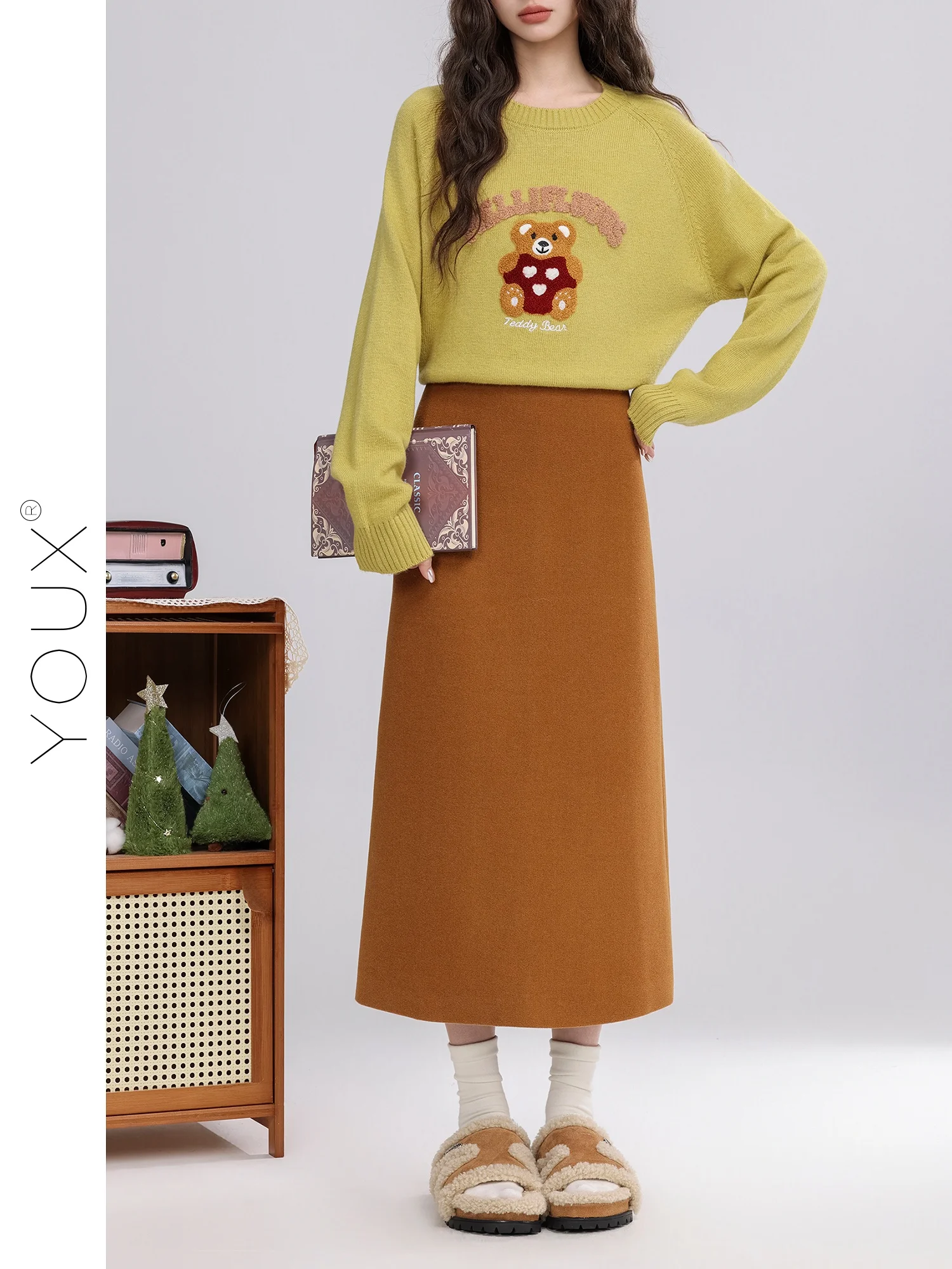 

Новая зимняя женская универсальная длинная юбка А-силуэта с высокой талией, прямого кроя, в ретро-стиле, цвета тыквы, для теплых чаепитий и бесед.