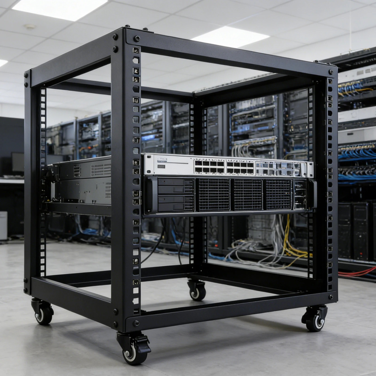 Open Frame Network Rack 10U for 19-Inch Networking,Audio and Video Device,Floor Standing or Wall Mounted