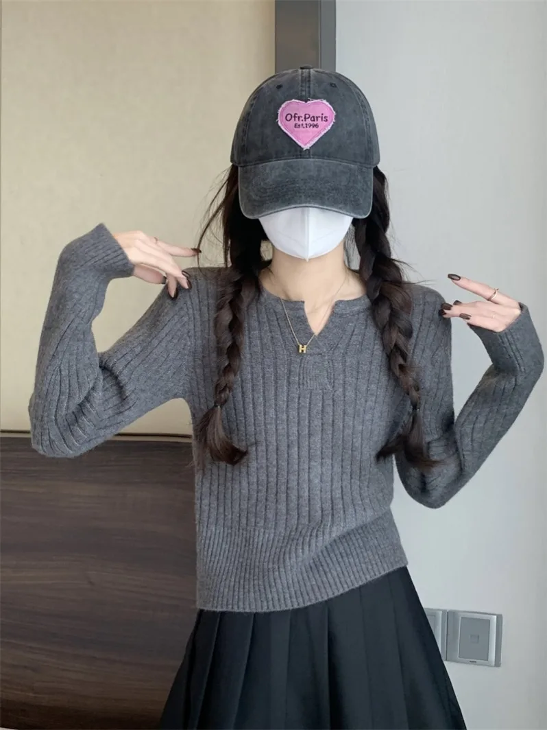 

ay ort Sve Long Sweater Women's Autumn Winter f Open Ne Knitted Top Slim Fit Cotton Base Layer Commute Sle