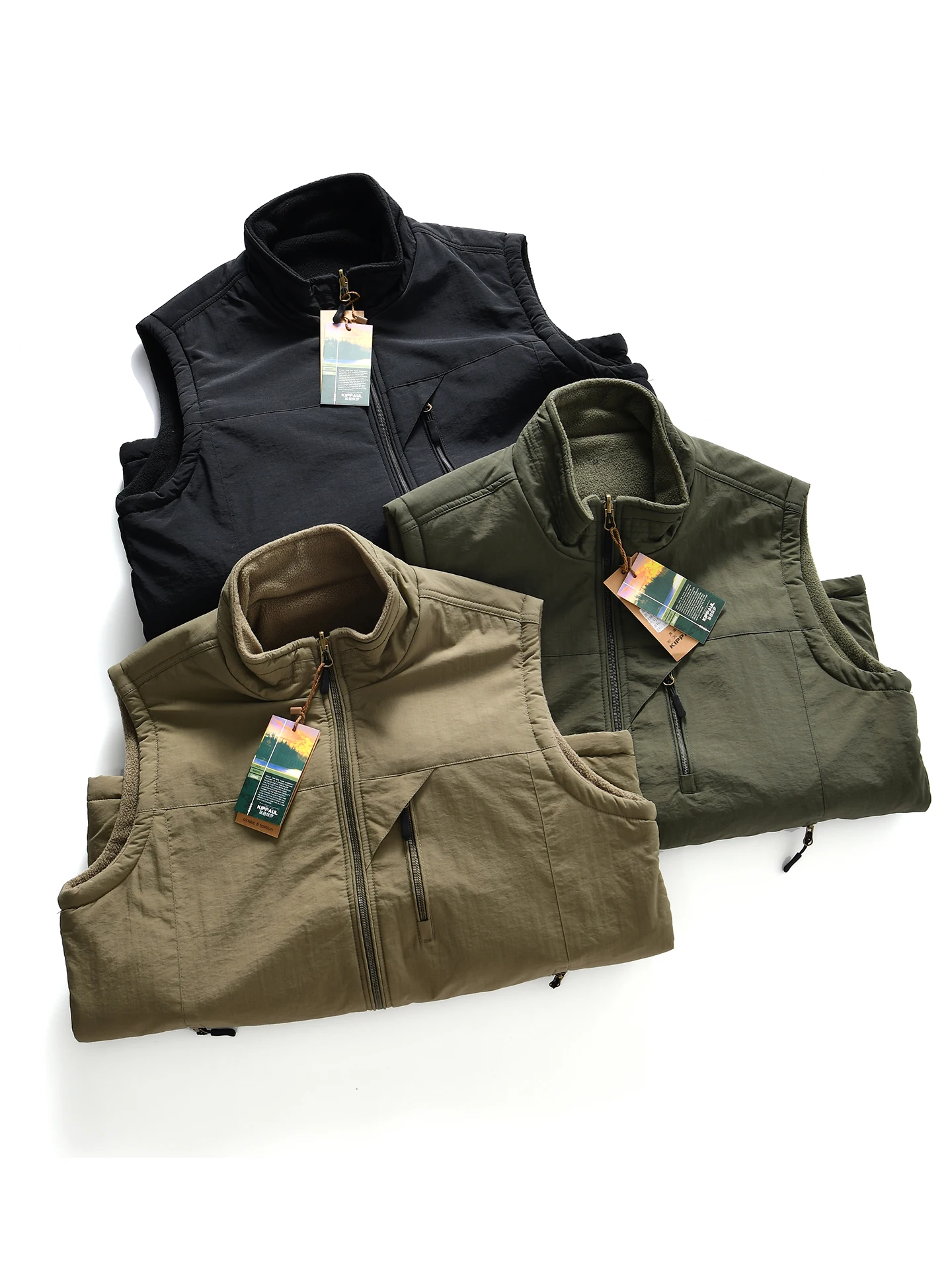 

Outdoor Double-Sided Wear Windproof Water-Resistant Thickened Warm Stand Collar Men's Workwear Vest Fashionable Urban Style