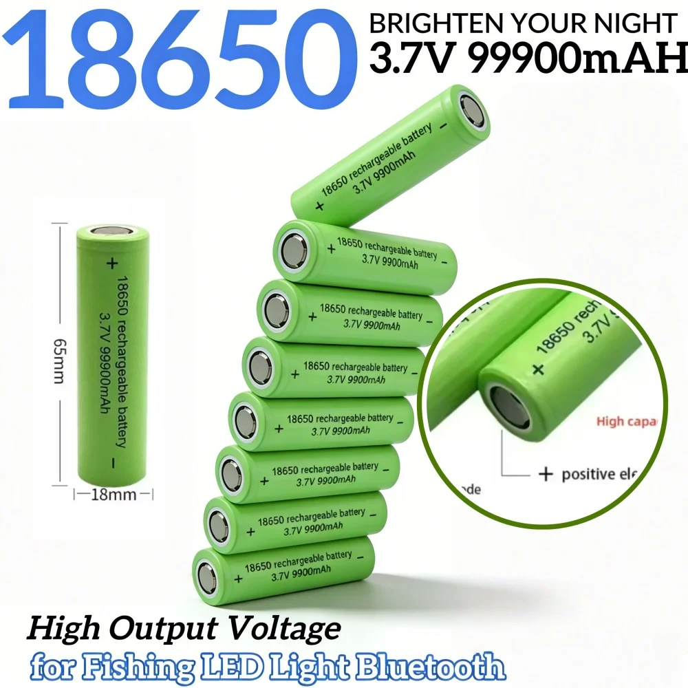 Premium 18650 Lithium Battery 99900mAh 3.7V High Capacity Rechargeable for Flashlight Torch Electronic Devices