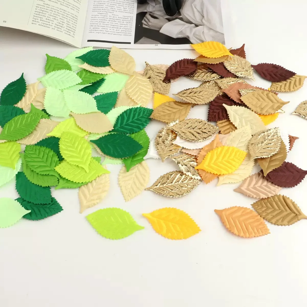 100pcs Mix Colors Leaf Patch Artificial Silk Leaves For Wedding Party Scrapbook Decoration Fake flower leaf DIY Accessory
