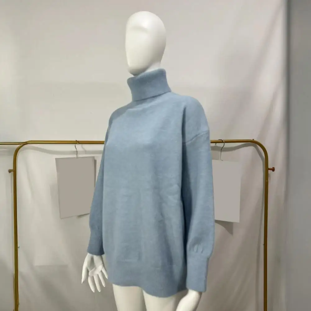 Suéter no transparente, suéter elegante de cuello alto para mujer, Tops para Otoño Invierno, Jersey de punto holgado, Tops para uso diario