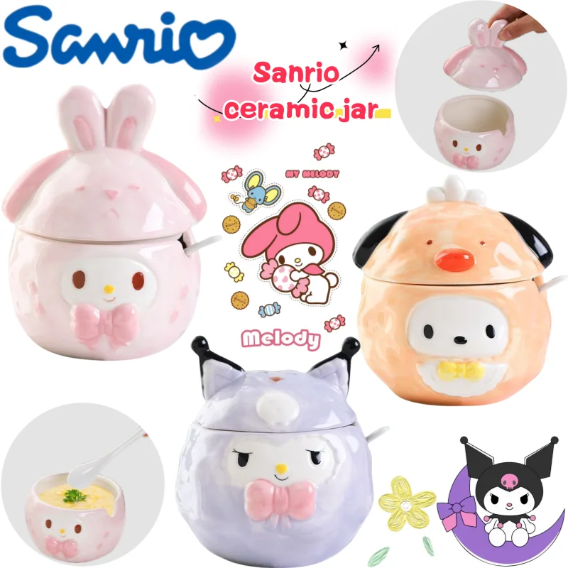 

Sanrio My melody Kuromi Pochacco керамическая бутылка для приправ креативная вставка высокого цвета с мультяшным резервуаром для хранения соли и уксуса
