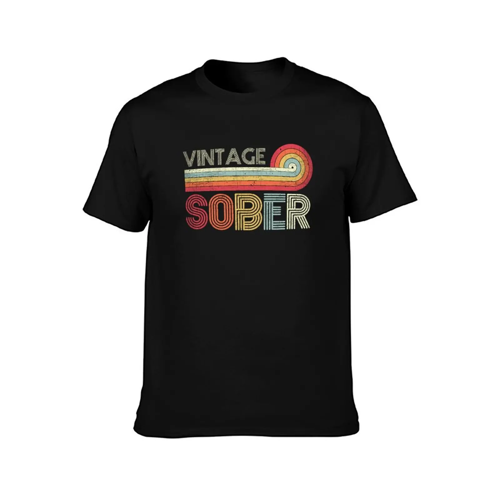 Vintage Sober - AA NA Recovery Sobriety T-Shirt Soft Casual Short Sleeve Cotton Tee T-Shirt
