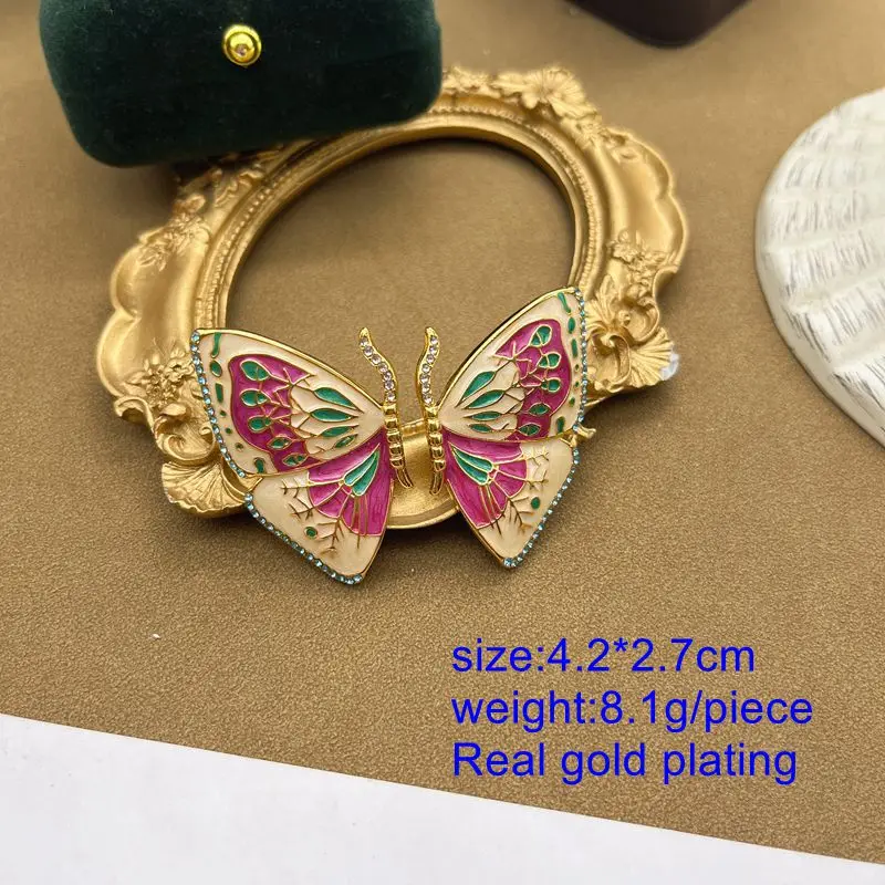 Hot Pink Colorful Butterfly Earrings Stud Polished Graffiti Enamel Oil Painting Accessories For Girls Female