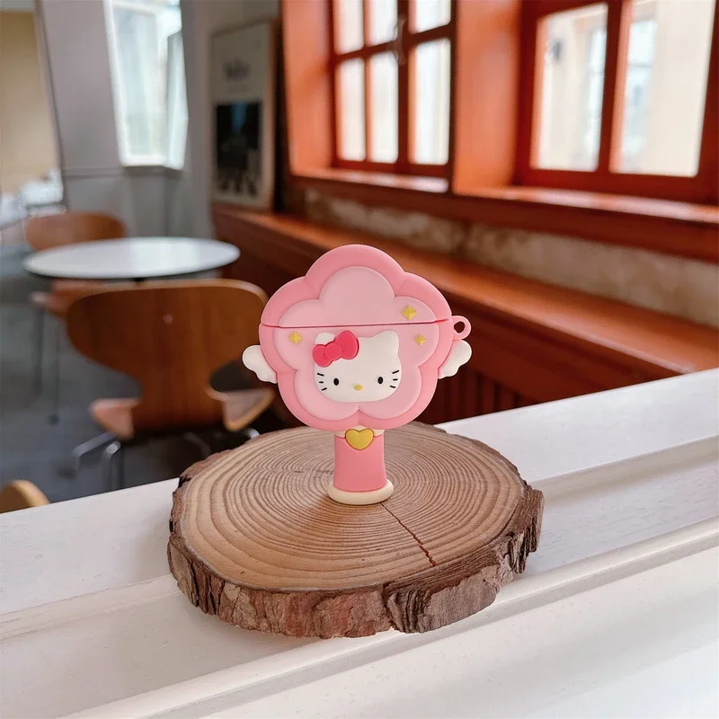 3D น่ารัก Sanrio Hello Kitty Magic wand หูฟังสําหรับ Airpods 1 2 3 4 Pro 2 ชุดหูฟังไร้สายบลูทูธป้องกันนุ่ม