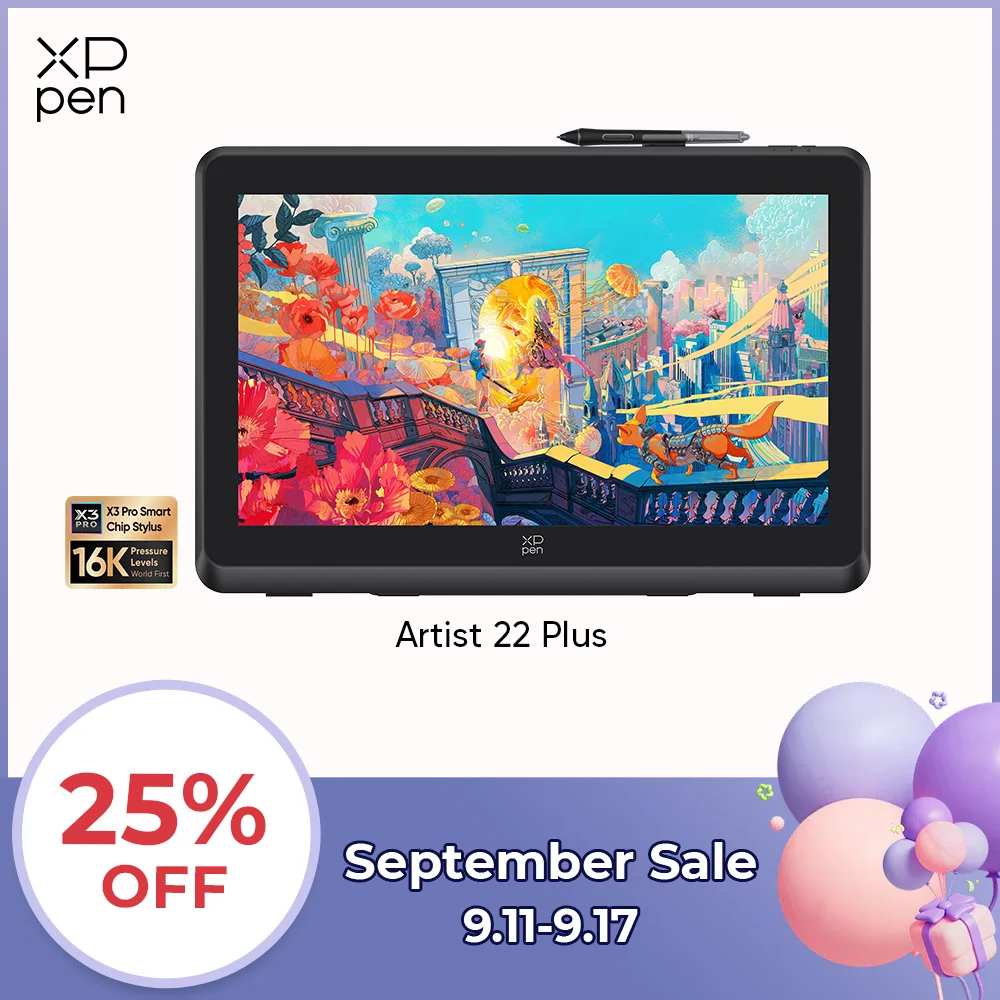 

XPPen Artist 22 Plus Графический планшетный монитор 16 тыс. уровней давления X3 Pro Smart Stylus 22 дюйма 130% sRGB для Android Windows Mac