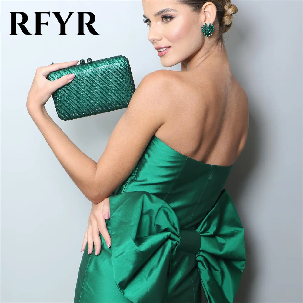 RFYR Mermaid Sexy Prom Dress Green Stain Party Dress Pleat Celebrity Gowns With Bow Wedding Party Dress Custom вечерние платья