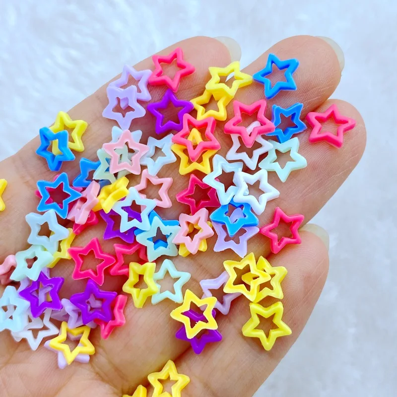 100pcs 3D Resin Nails Cute Mini Macarons Colorful Stars Nail Parts Accessories Kawaii DIY Nail Art Decoration