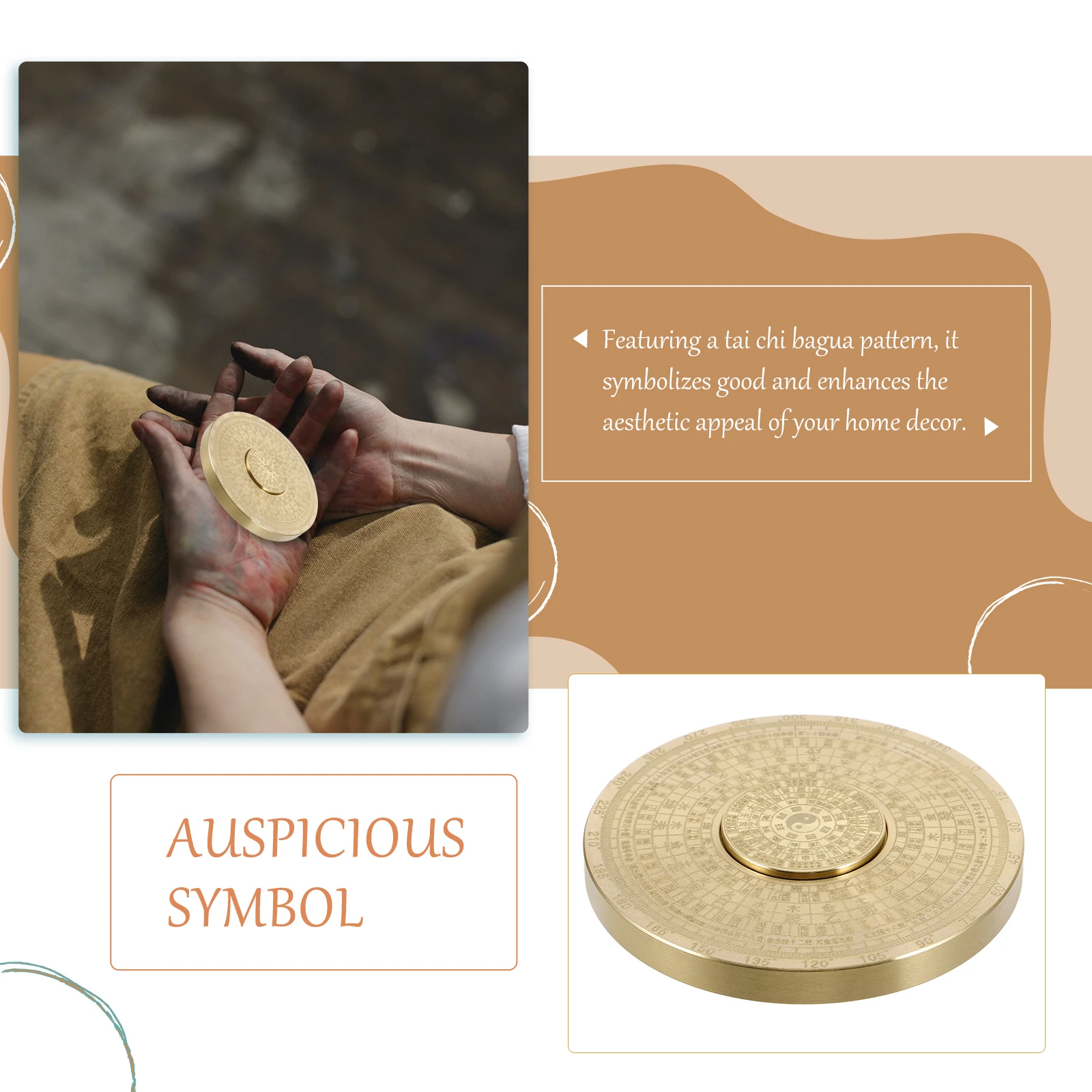 Métal Luo Pan Portable Bagua Ornement Mini Boussole Feng Shui Bonne Chance Luo Pan Bagua Décoration Mini Boussole Feng Shui