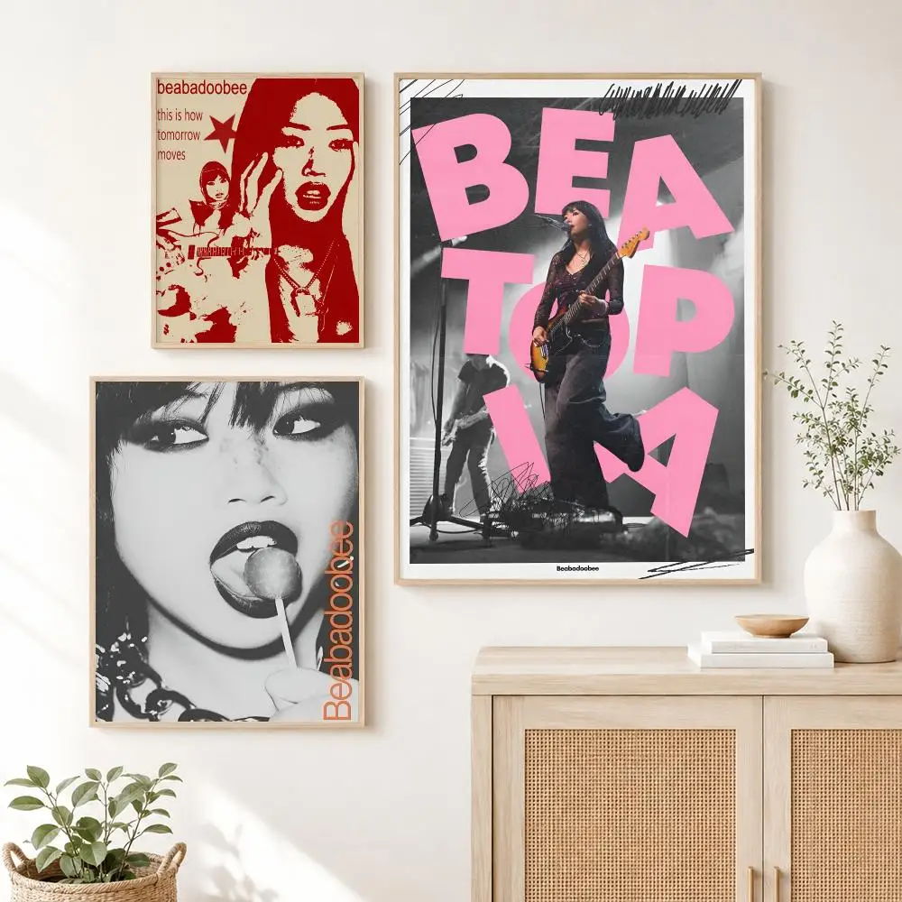 Cool Rock Singer pretty B-Beabadoobee Poster Self Adhesive Wall Art Decor for Bedroom Living Room Office Home Decor Gift