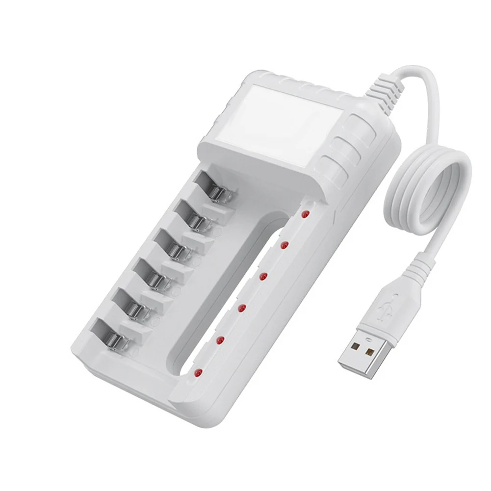 Rechargeable AA For AAA Charging Station USB Powered Supports 4 6 or 8 Slots Input DC5V 2A Output 1.2V 120mA per Cell