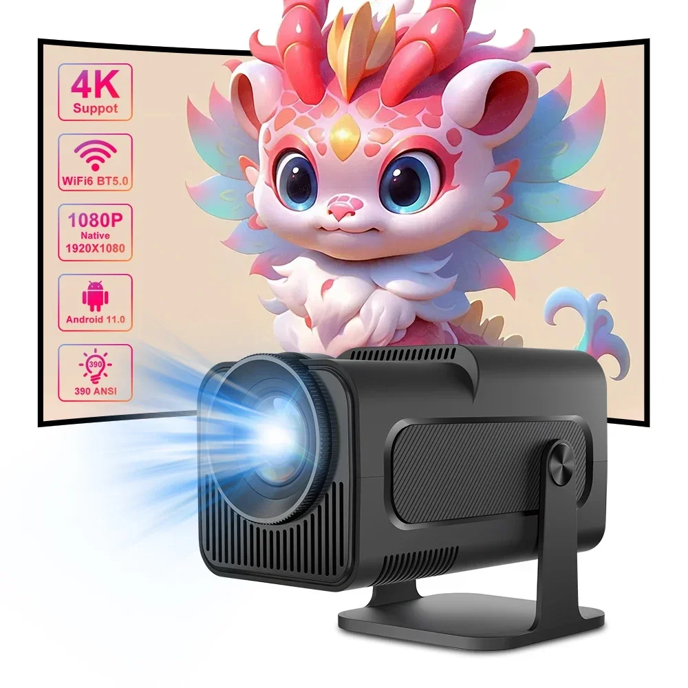 

2024 New Projector 4K HY320 Native 1080P Android 11 WIFI6 BT5.0 390ANSI Home theater Outdoor Upgrated HY300 Portable Proyector