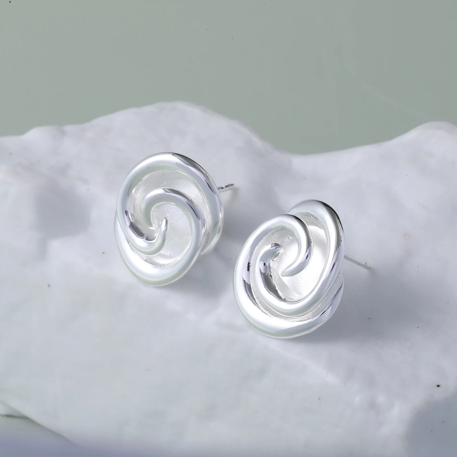SA SILVERAGE 925 Sterling Silver Rose Stud Earrings for Women Fine Jewelry Flower Silver Big Ear Stud Gift for Friend