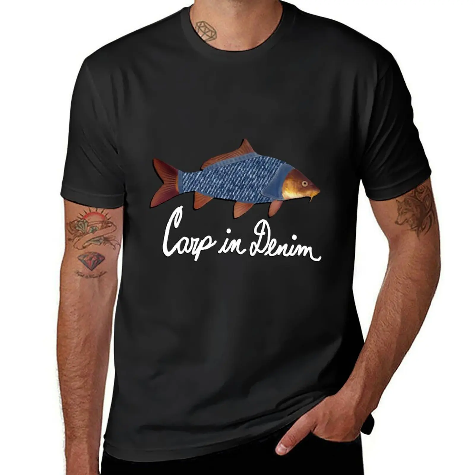 Carp in Denim T-Shirt oversizeds funnys t shirts men