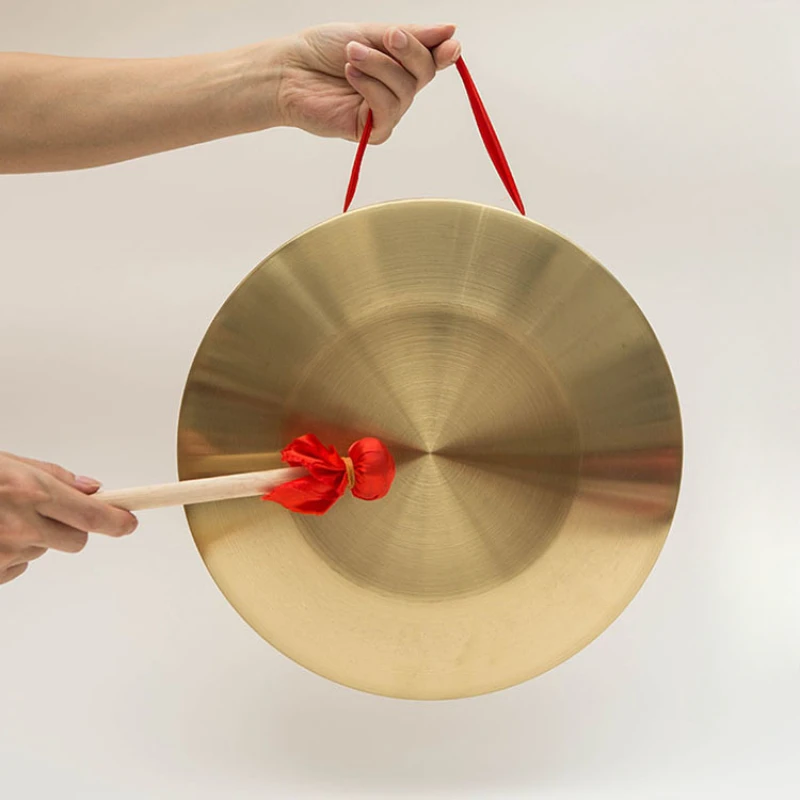 

9/12/15/18/22/25cm Copper Gong Chinese Hand Gong with Mallet Play Drumstick for Cymbals Opera Instrument Open Event Celebration