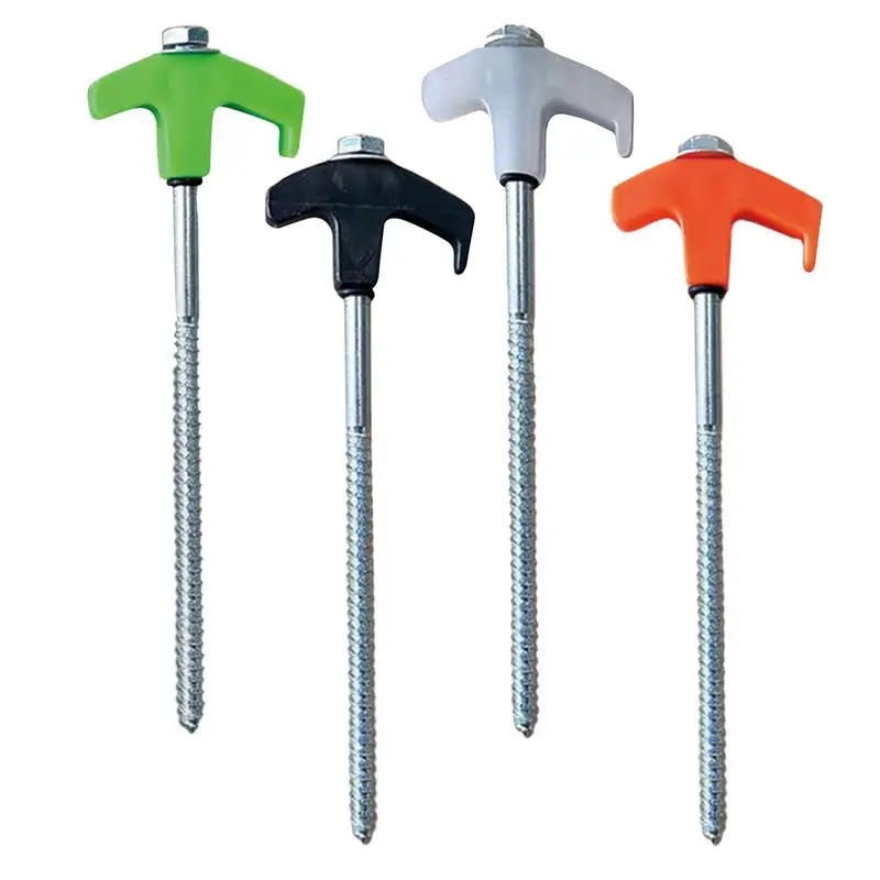 Ground Screw Anchors 20cm Carbon Steel Ground Stakes Secure Tent Setup Camping Screw Pegs Windproof Tent Accessories For Beach