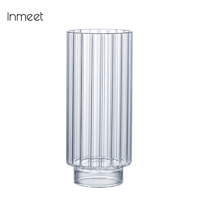 Inmeet A06 Striped High Borosilicate Glass Cup for Household Juice Bar Long Drink Cocktail - Durable Patterned Glassware