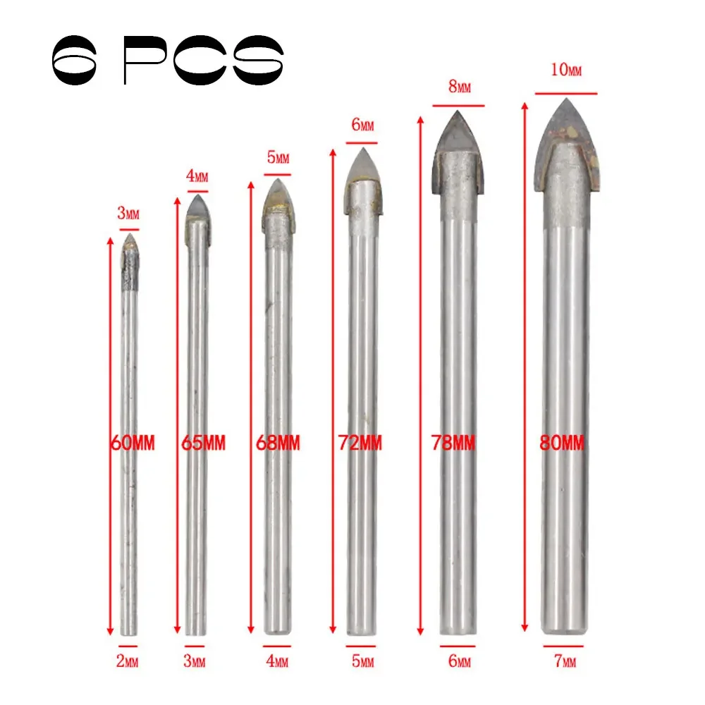 Binoax Glass Drill Bits Set for Marble Porcelain Spear Head Ceramic Tile Spade Drill Bit 3/4/5/6/8/10/12mm