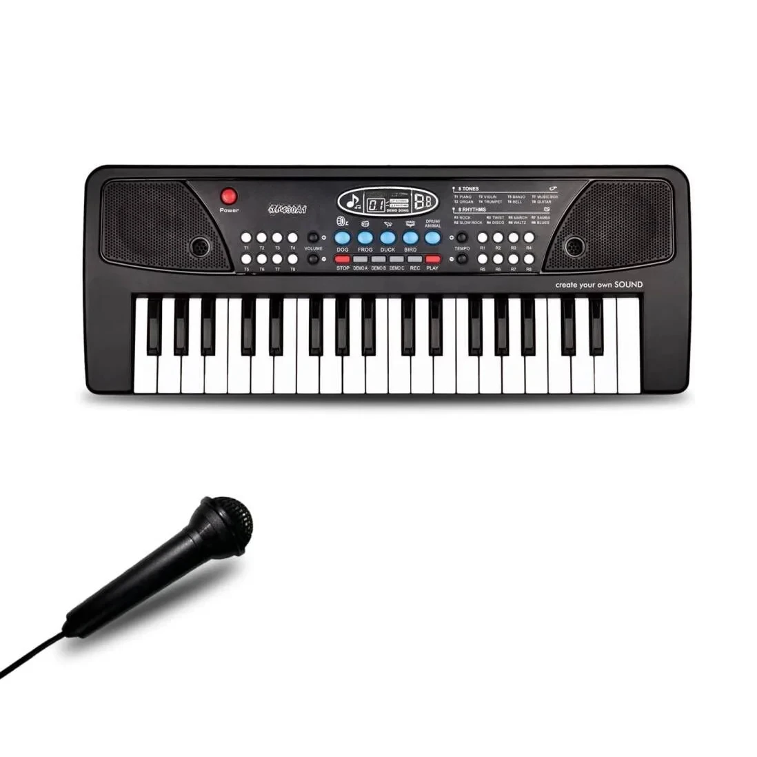 Kids Keyboard Piano,37 Keys Portable Electronic Keyboards Piano for kids with Microphone-Music Piano Toys for Children (Black)