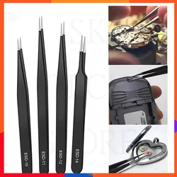 6pcs Precision Tweezers Set ESD Anti-Static Stainless Steel Tweezers Repair Tools for Electronics Repair Soldering Craft Tools