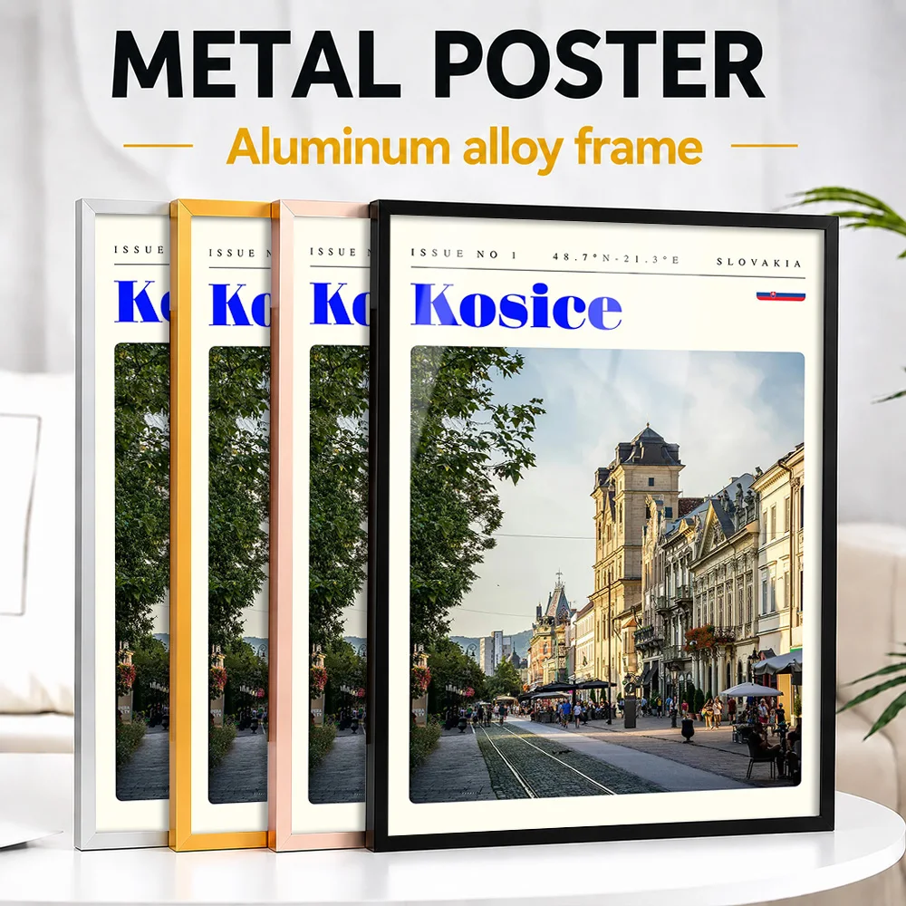 Kosice Slovakia Cityscape Framed Metal Poster Personalized Scenic Tribute Wall Art Perfect Within Office As Adventure Lovers