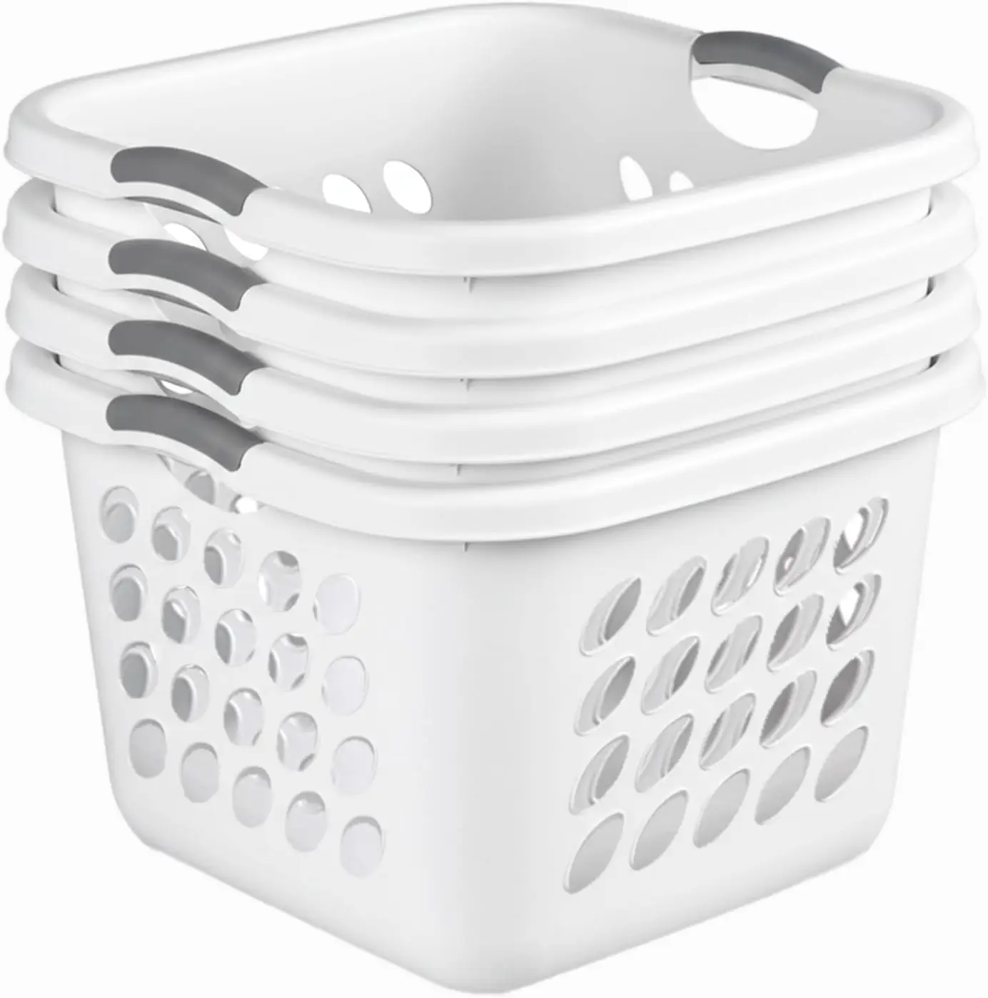 

4 Pack Laundry Basket, Plastic Clothes Hamper, Large Square Bin with Comfort Grip Handles and Reinforced Rim 1.5Bushel Capacity