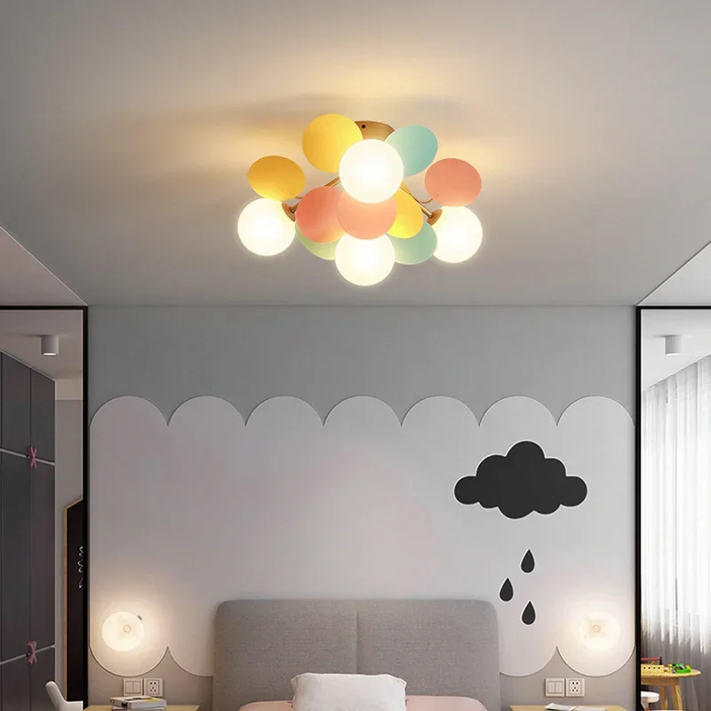 Lâmpada moderna do teto bola de vidro LED, luminária para quarto das crianças, decoração do quarto, corredor