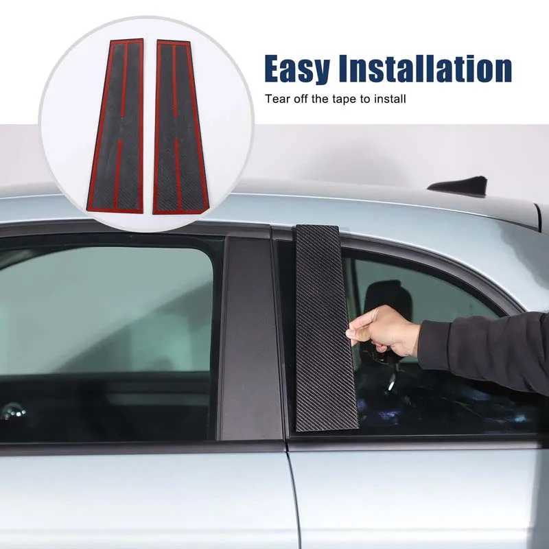

For Fiat 500 2008-2023 mid-column trim panel, mid-column decorative panel sticker, exterior decoration sticker, real carbon fibe
