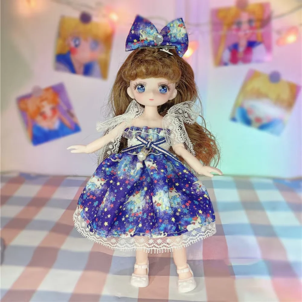 

with Clothes BJD Doll with Clothes Dress Up 3D Eyes Simulated Eye Hinge Doll Cartoon 1/6 BJD Removable Joints Doll Kids Toy