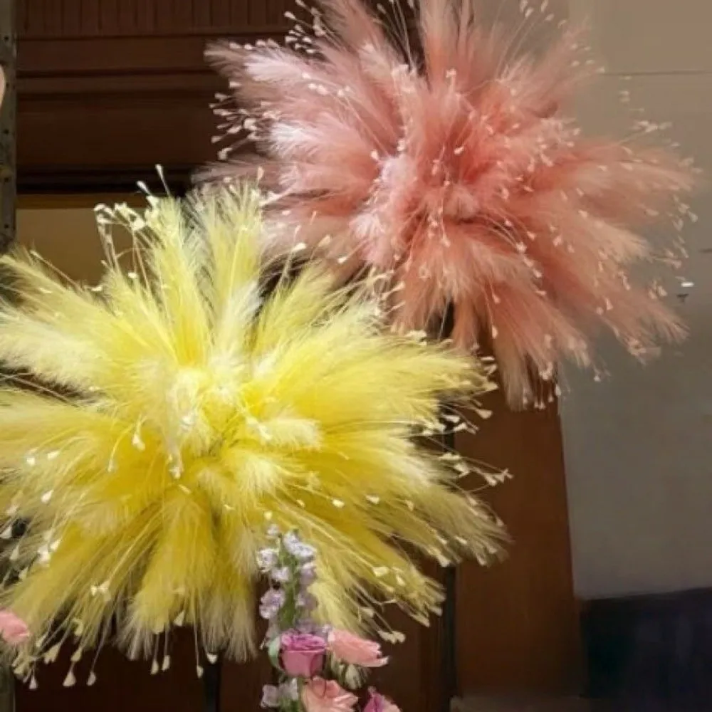 Ramo de Hierba de Pampas Artificial, Hierba de Novia DIY, Decoración Colorida para Festivales, Planta de Junco para Bodas