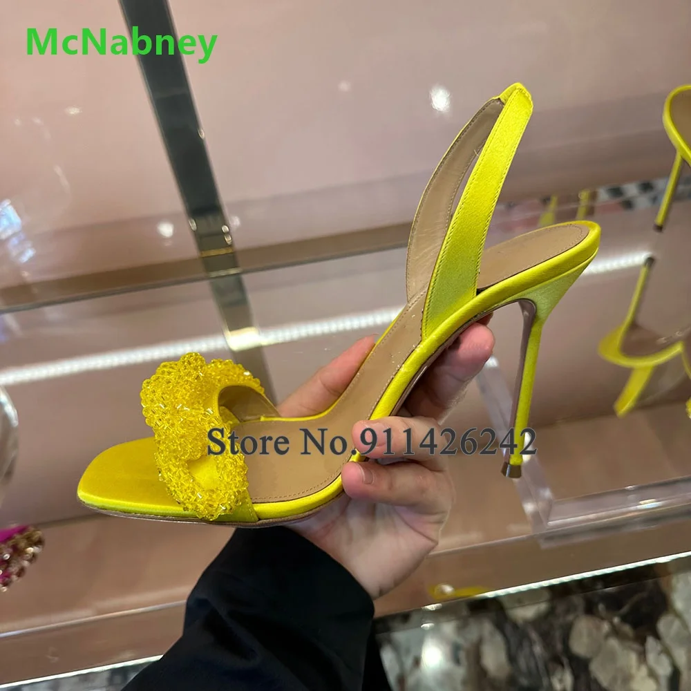 2024 New Arrivals Back Strap Luxury Design Sandals For Female Women Thin High Heel Round Toe Sexy Elegant Fashion Summer Shoes