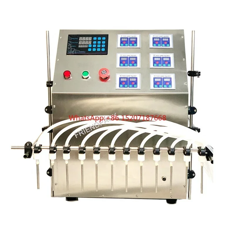 

Customized 12 Heads Filling machine Semi Automatic Diaphragm Pump Juice Liquid Bottle Filling Machine for bottles