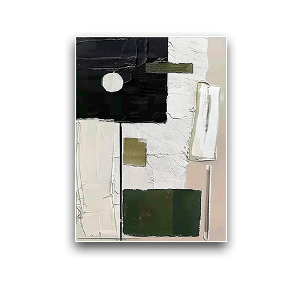 

100% hand drawn black, white, and green graphics abstract oil painting original wall painting home living room decoration paint