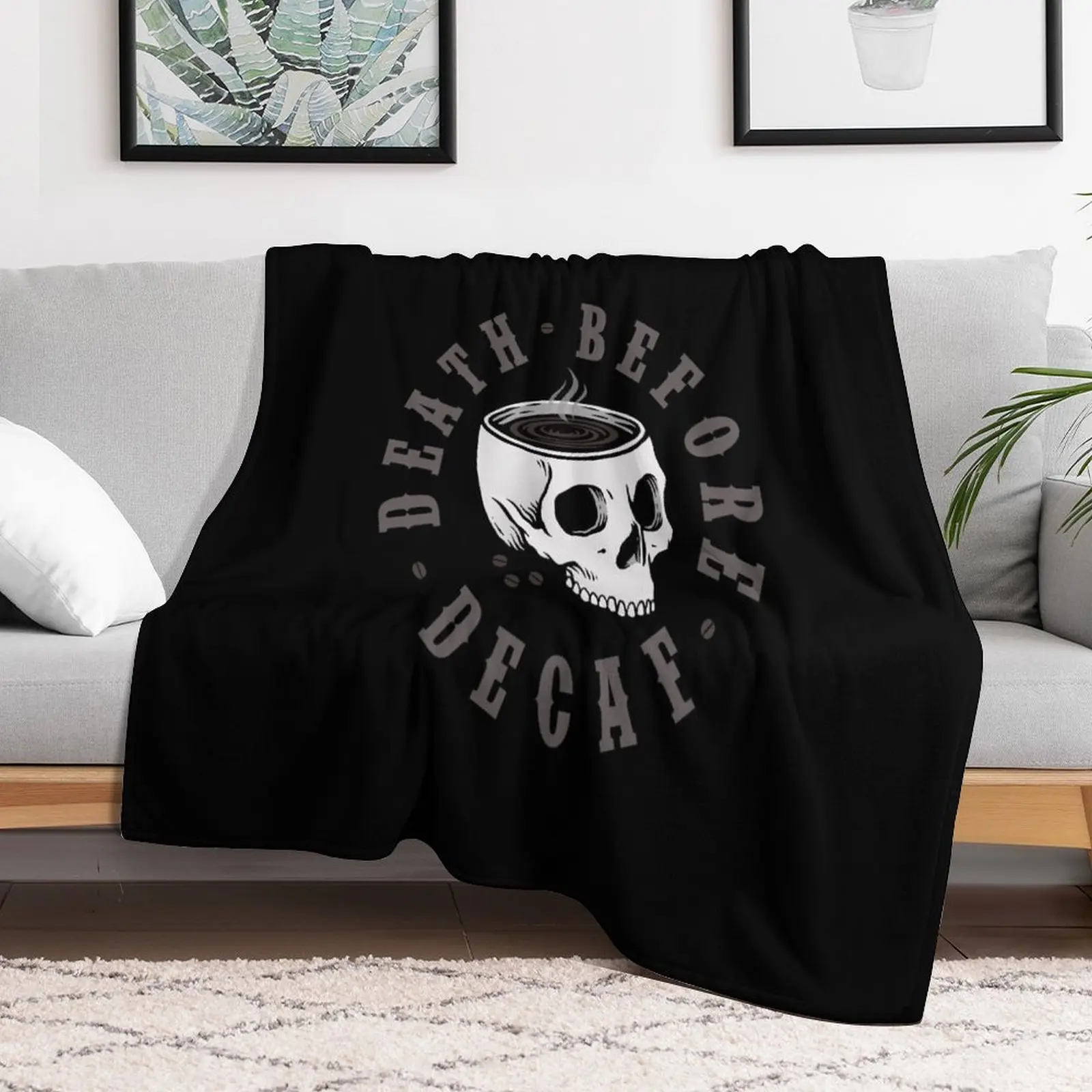 

Death Before Decaf Throw Blanket Multi-Purpose Decoratives cosplay anime for winter Blankets