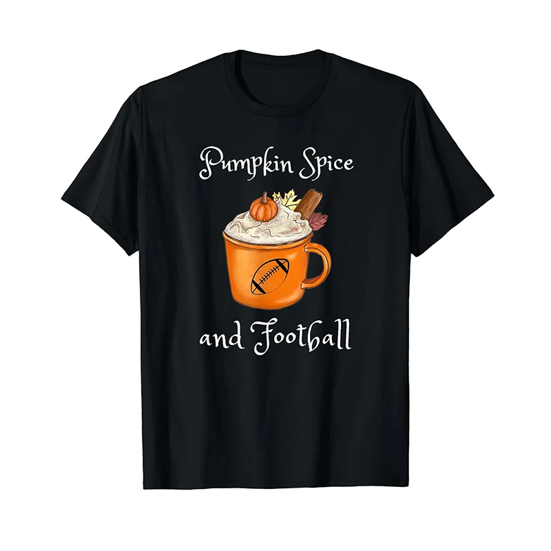

Pumpkin Spice and Football Autumn Fall Halloween and Sports T-Shirt WHX 180g