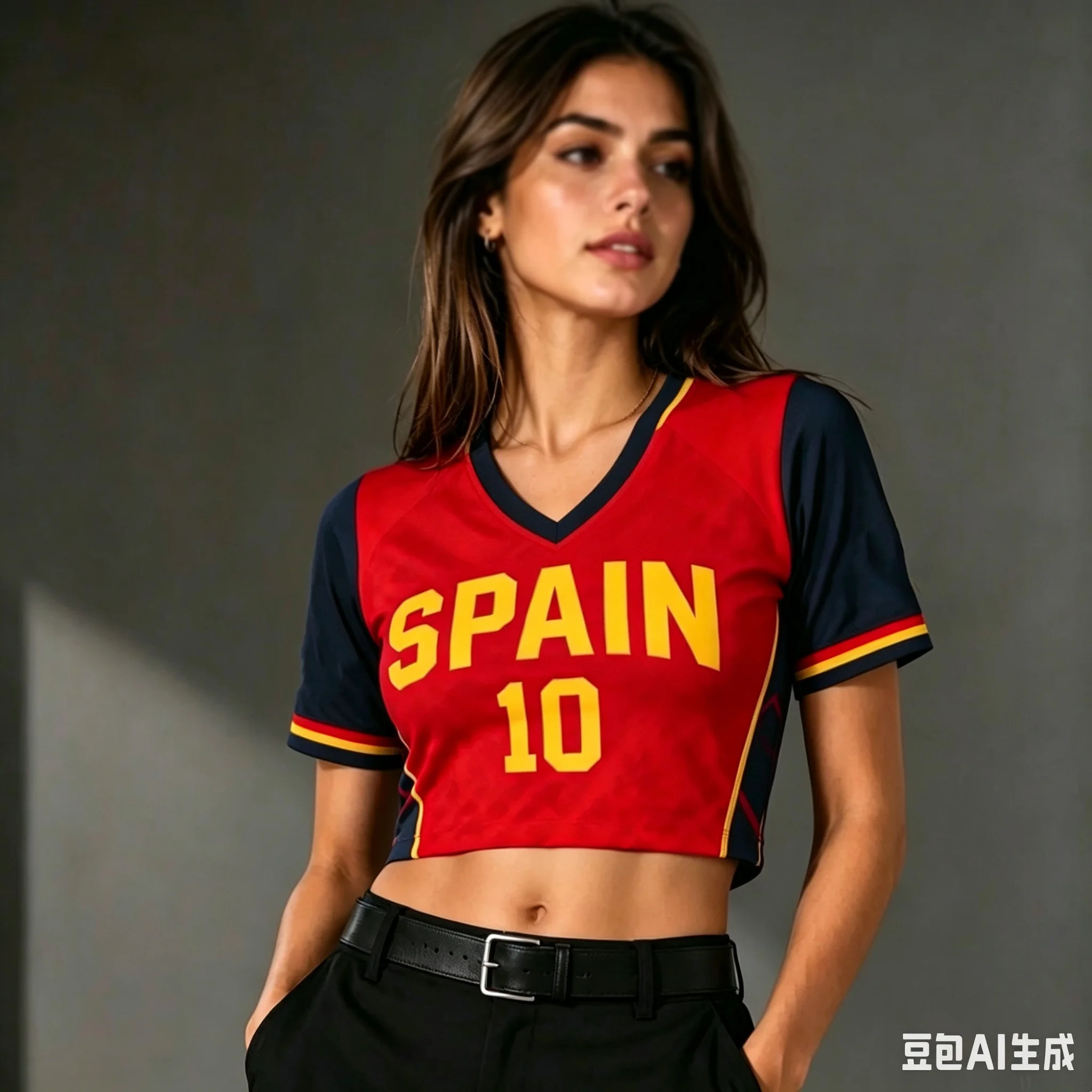 2026 Summer Women's Spanish Team No.10 Printed Football Fan Shirt - O-shaped Neck Short Sleeve Shirt for Cheerleading T-shirt