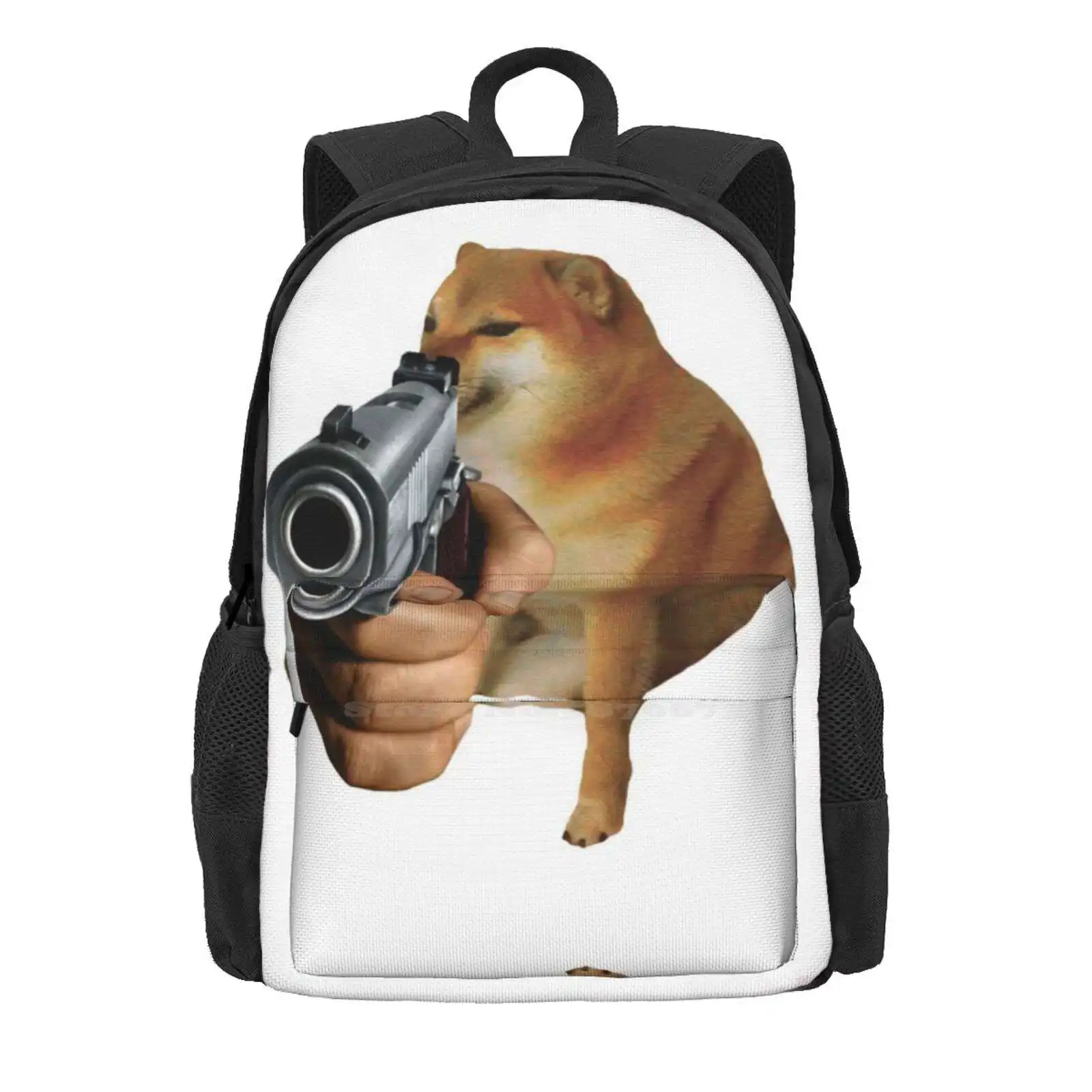 Attack Cheemsburbger Fashion Travel Laptop School Backpack Bag Gun Cheemsburbger Meme Doge Cases Phone Fun Lmao Trending