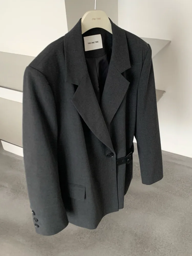 

KWTX Французский винтажный пиджак для женщин с поясом, элегантная приталенная куртка, повседневная офисная одежда премиум-качества, шикарное пальто