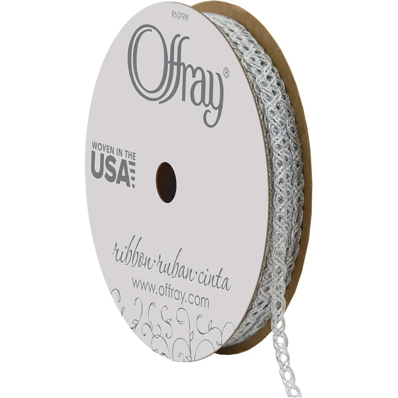 Fita offray, 1/8 polegadas x 12 pés, prata