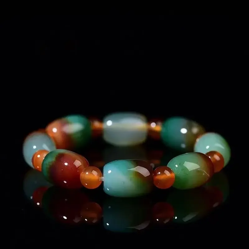 

UMQ Natural agate mandarin duck female bracelet barrel beads simple and elegant lady