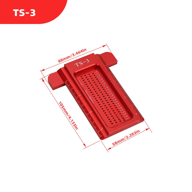 

TS-3 Woodworking Scribing Ruler, Imperial Cave Ruler, Aluminum Alloy T-Ruler, Woodworking Scriber, Mini Scriber