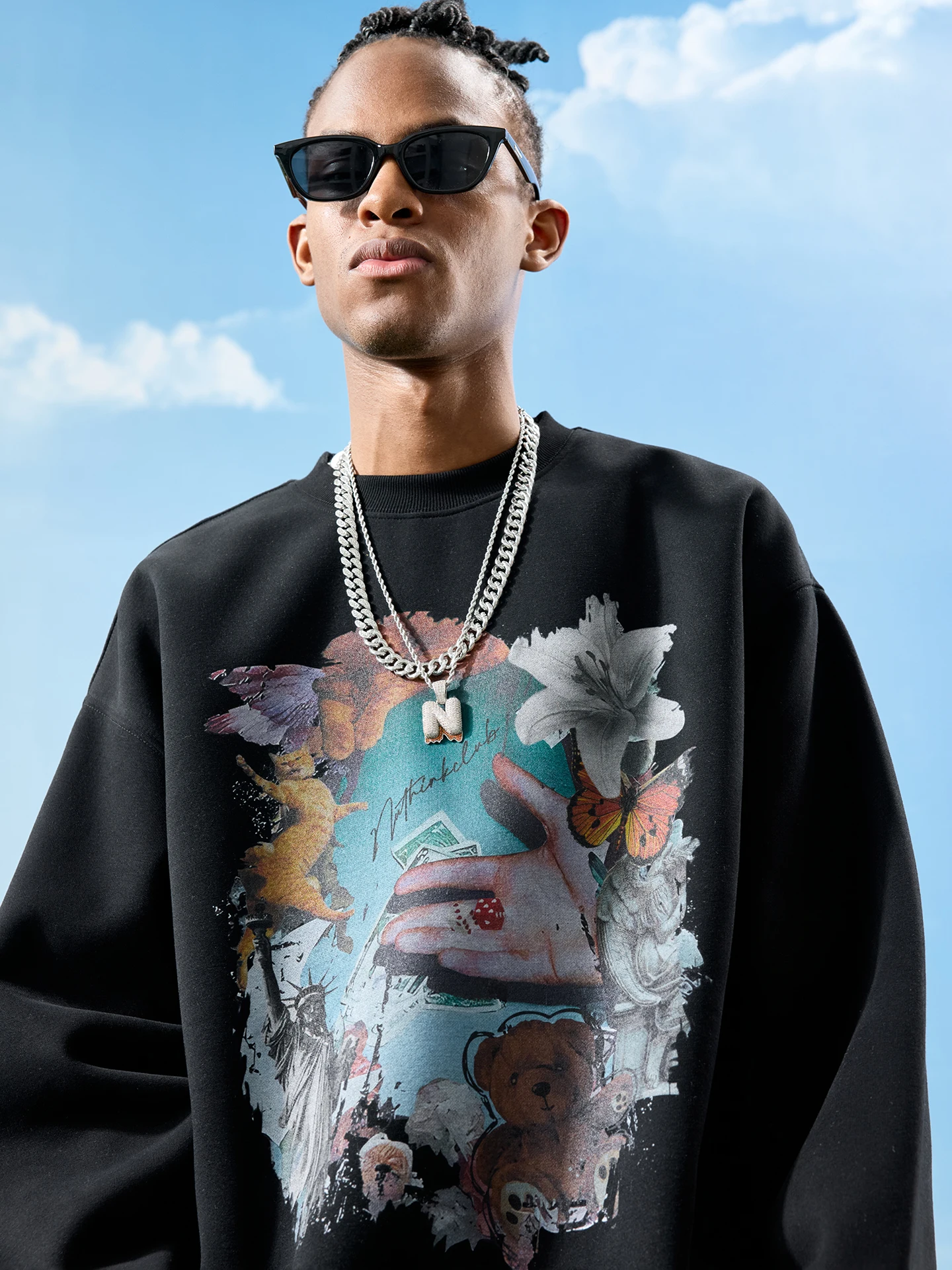 

Футболка Nuthink American Slim Fit с цветочным принтом, круглой горловиной, из хлопка, комфортная, дышащая, для весны