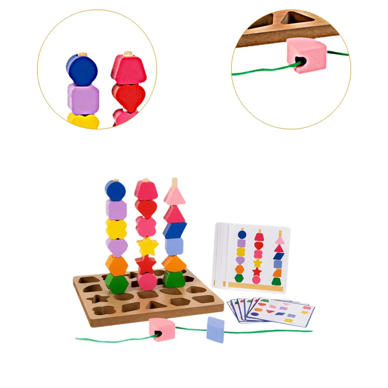 Holzperlen, Sequencing-Spielzeug, Schnürperlen, Feinmotorik, Stapelspielzeug, Fädelspielzeug für Kinder, 2, 3, 4, 5, Weihnachtsgeschenke