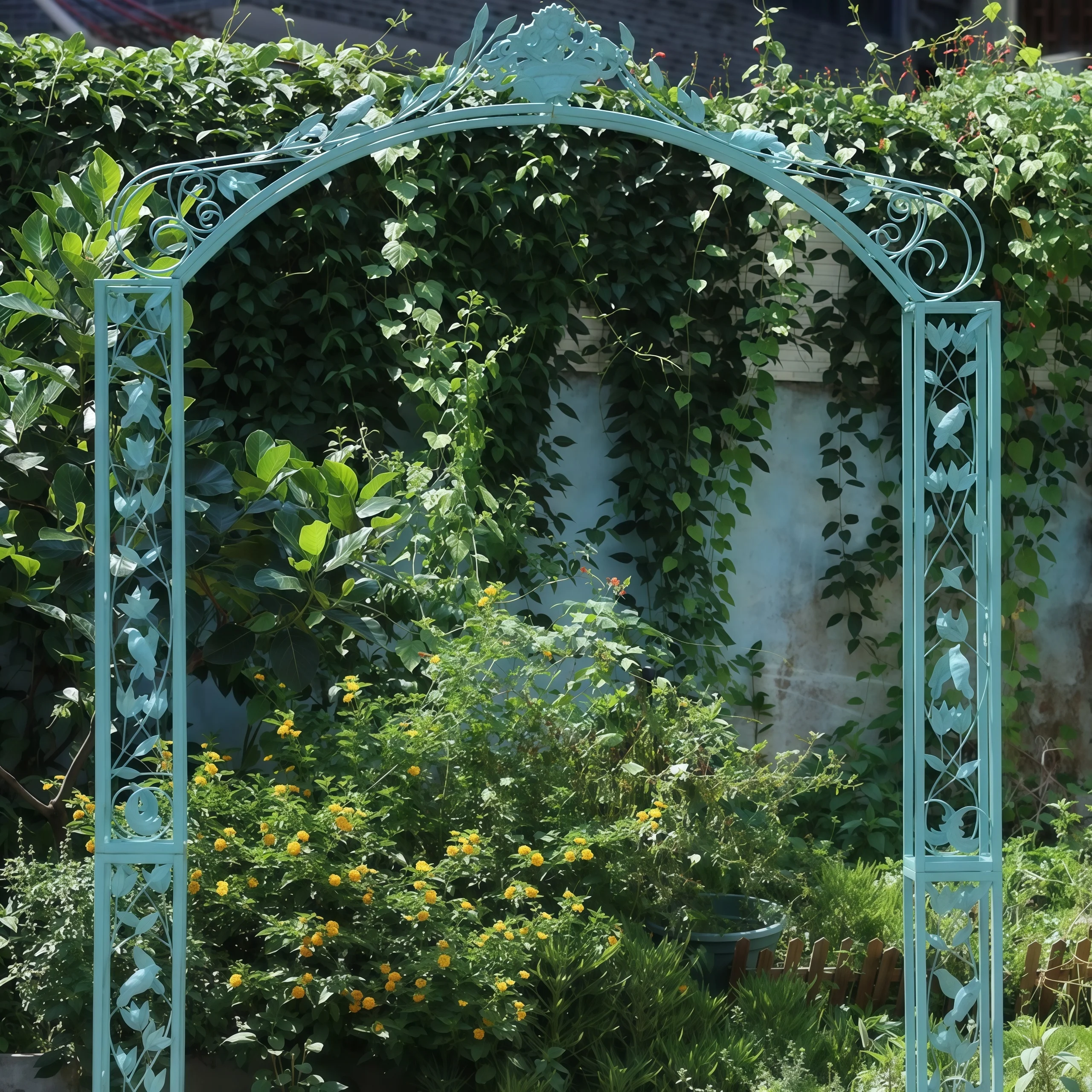 Modern Coated Iron Garden Arch Trellis for Climbing Plants Easily Assembled Outdoor Arbor
