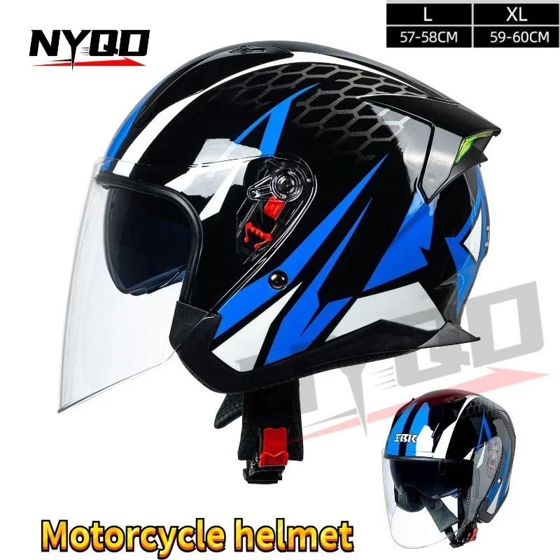 

Double-lens 3/4 Motorcycle Helmet Men's Half Helmet Men's Four Seasons Universal Female Helmet Three Quarters