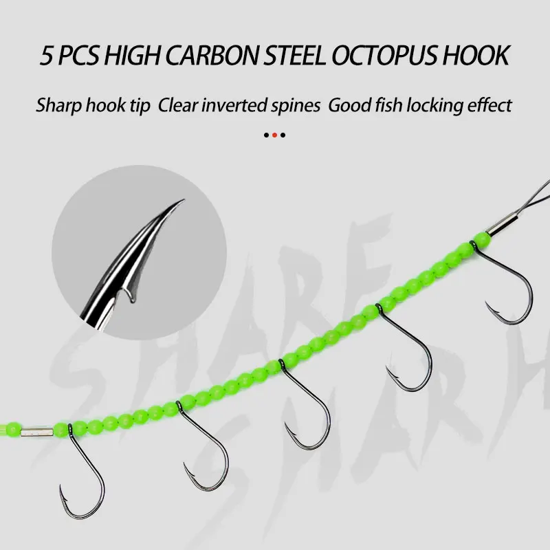 Señuelo luminoso pulpo calamar 37cm para jigging alambre acero - imagen 4