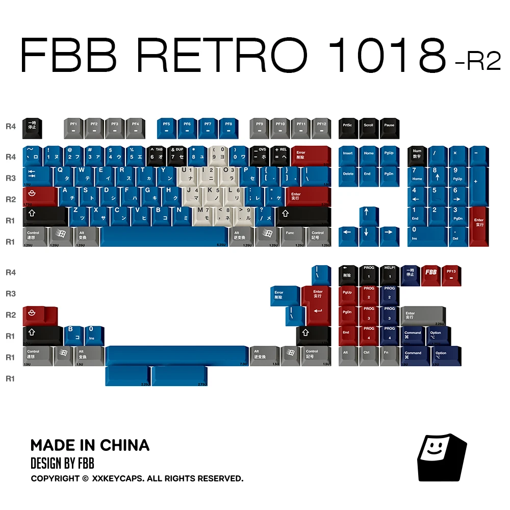 FBB Keycaps Retro 1018 Style Thermal Sublimation PBT Custom DIY Magnetic Axis Cherry Profile Mechanical Keyboard Keycap