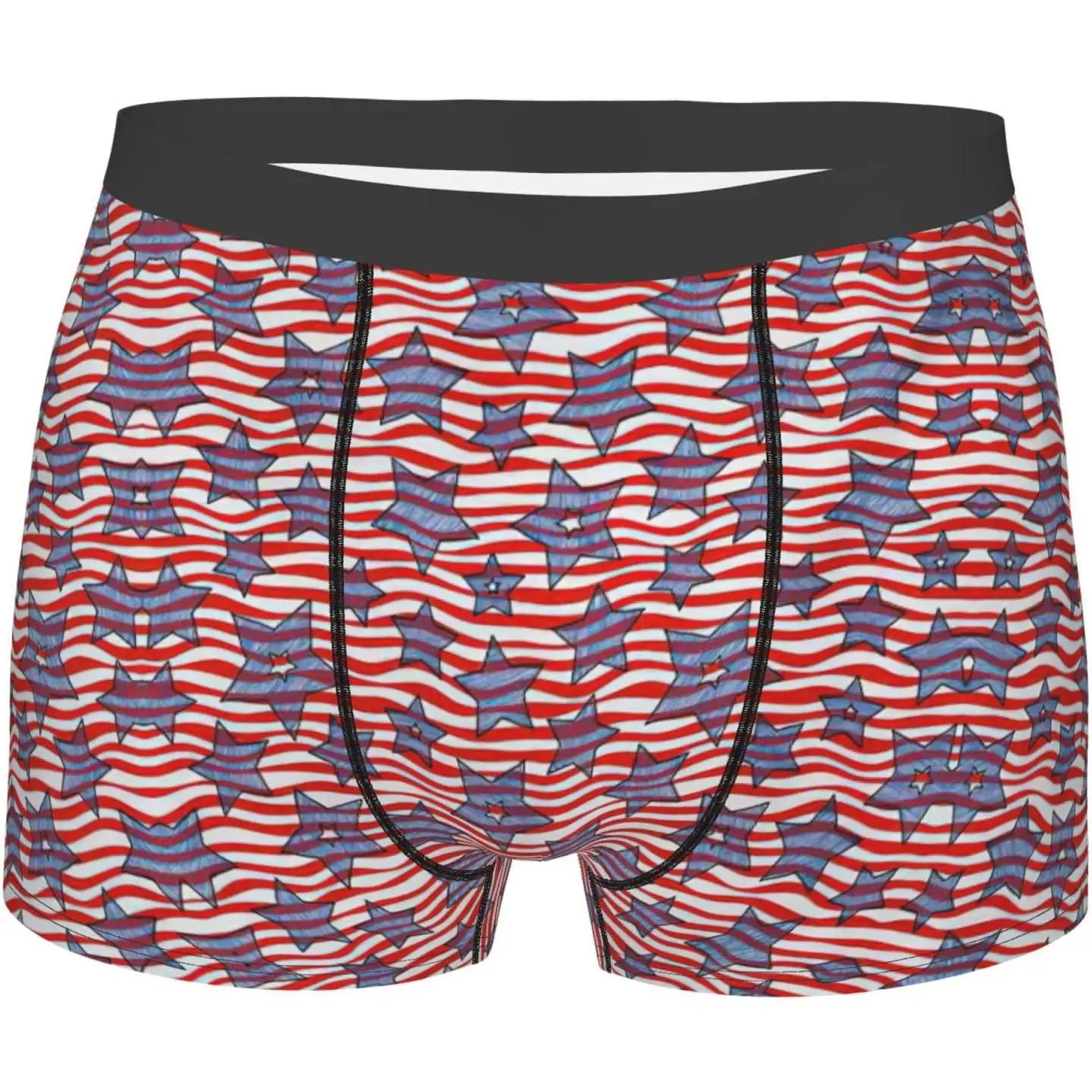

Дышащие эластичные мужские трусы-боксеры со звездами и волнистыми полосками для взрослых, нижнее белье, мужское нижнее белье с влагоотводящей тканью